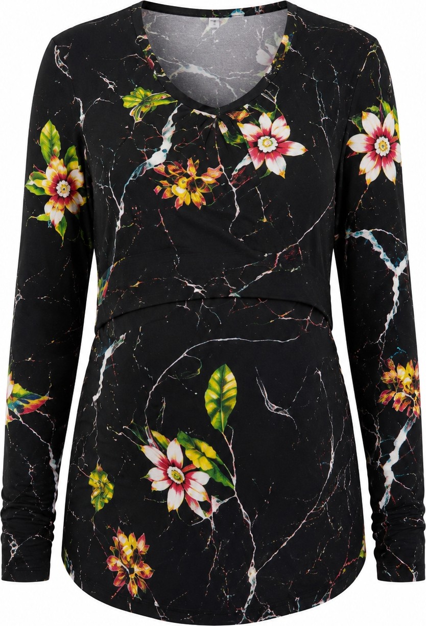 Perla Blanca Çiçek Desenli Multicolor Hamile Emzirme Bluz görsel 4