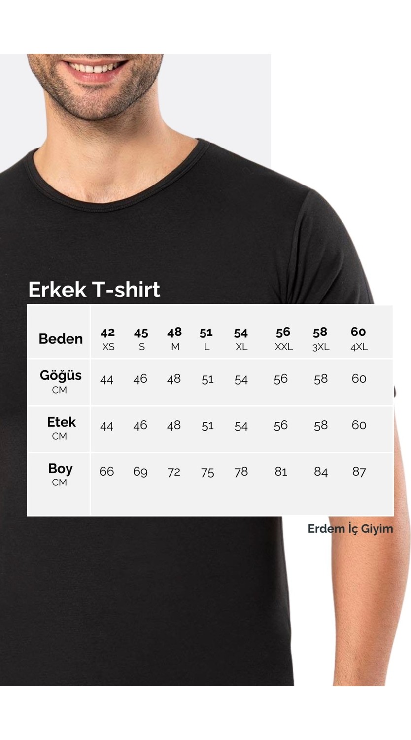 Erdem Erkek V Yaka Kısa Kollu %100 Pamuklu 6'lı Paket Ribana Tişört Atlet 1198 görsel 2