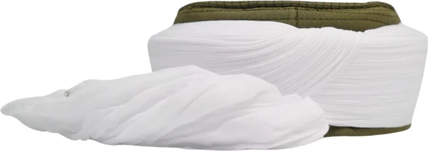 Sarıkhane Çocuk Namaz Sarığı - Beyaz Kumaş - Yeşil Takke - Düz Sarım - Nâli Şerif - 4 Metre (Züabeli) görsel 2