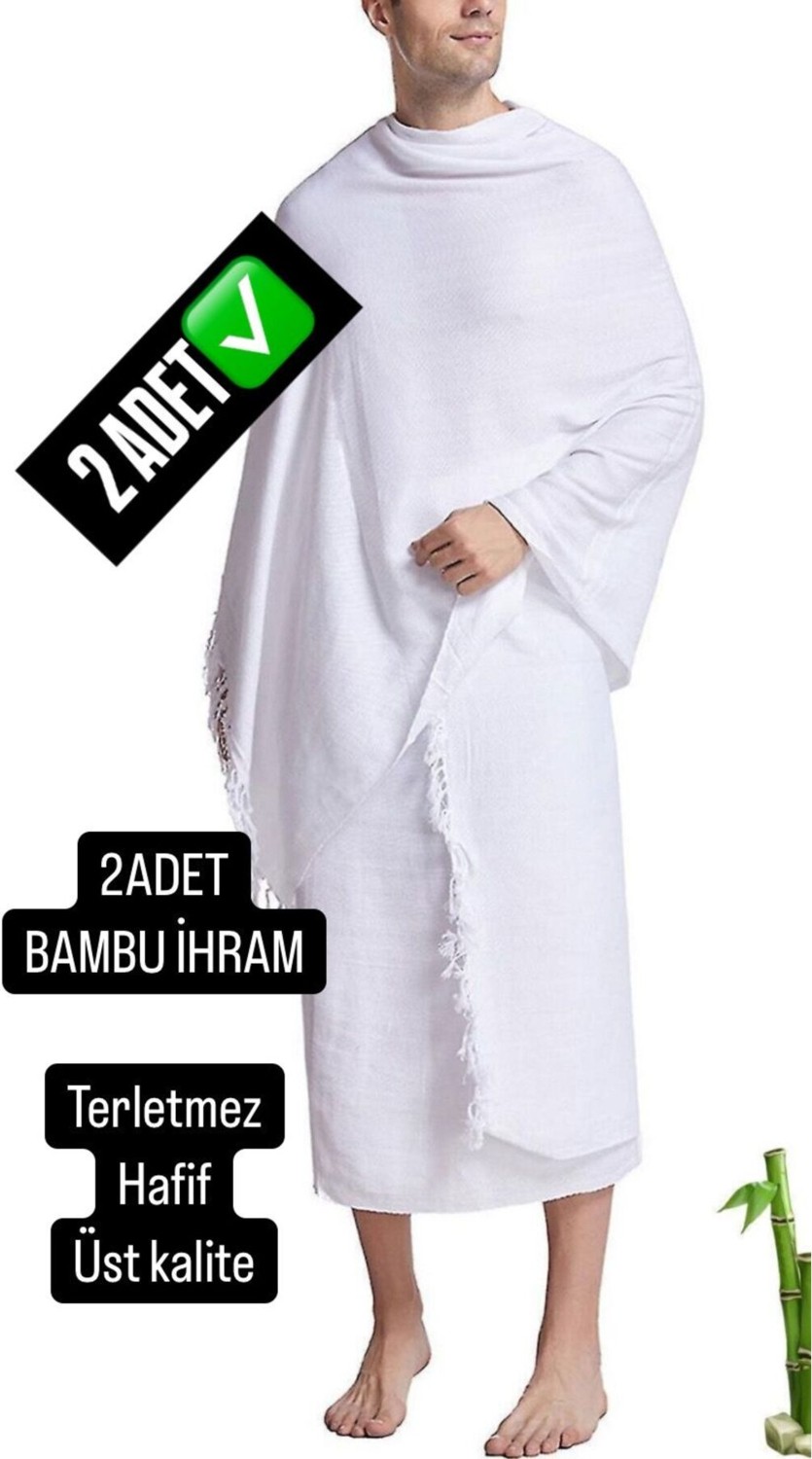 Baw Company Bambu Ihram Takımı 110 x 220, %100 Bambu, 1250GR. Yumuşak, Beyaz Hac ve Umre Ibadeti IÇIN.2ADET