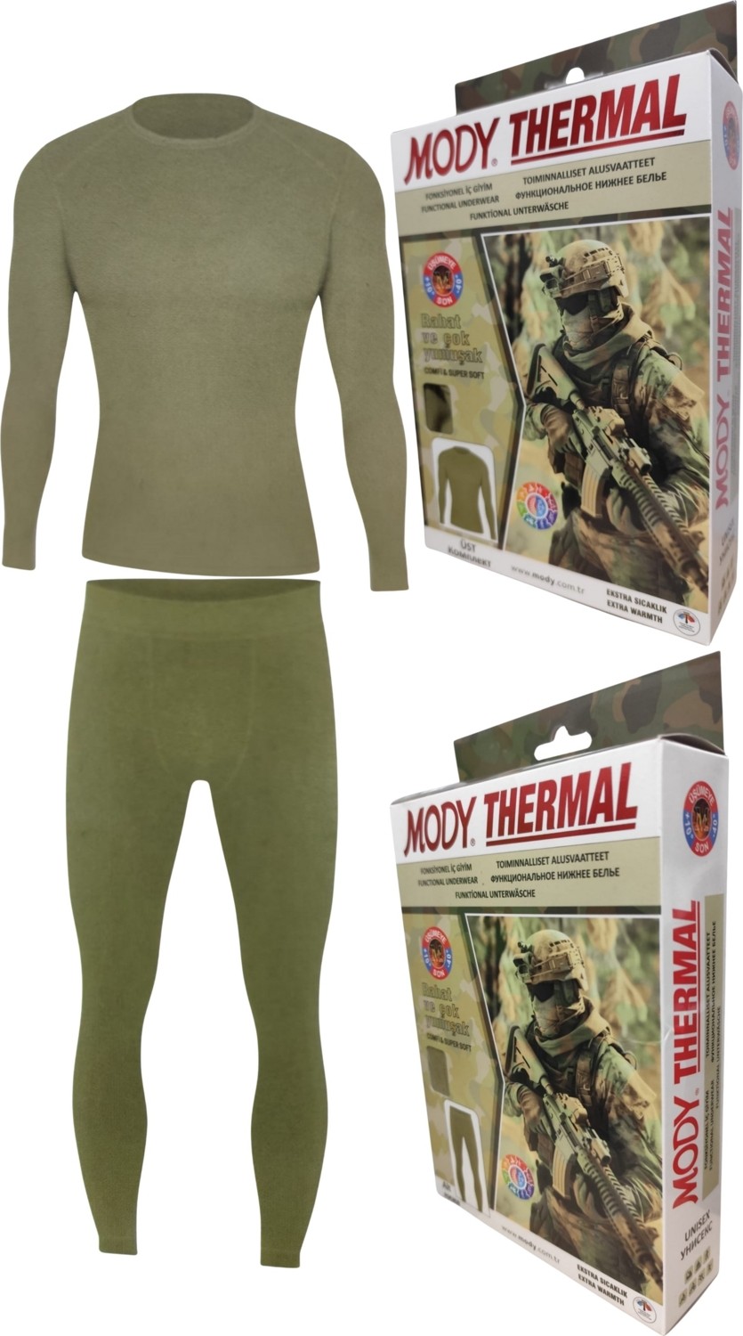 Maruf Shop Erkek Doğa Sporlarında Kullanıma Uygun Askeri Haki Renk Likralı Termal Içlik Takım görsel 3