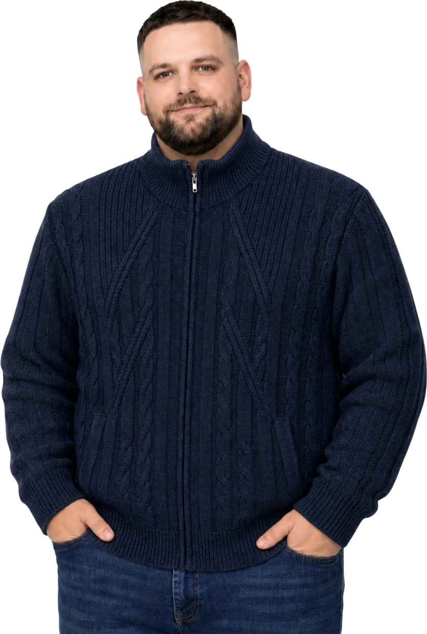 Battal Moda Erkek Büyük Beden Lacivert Hattush Örgülü Cepli Ceket 3xl-4xl-5xl-6xl