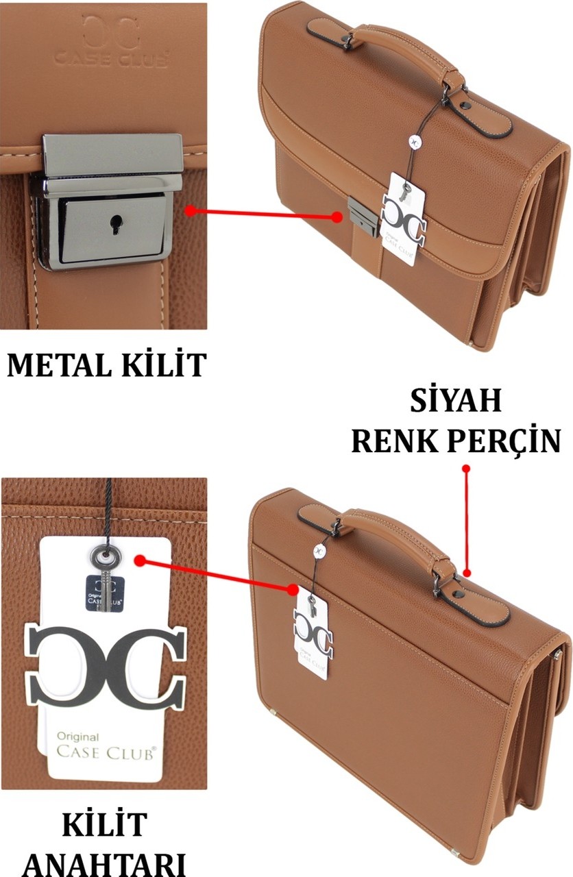 Case Club Deri Evrak Çantası Laptop Bölmeli 15.6 " Inç görsel 8