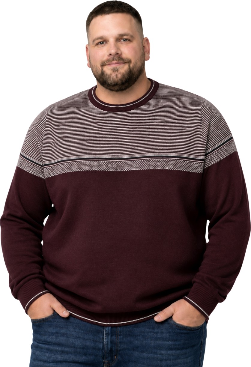 Battal Moda Erkek Büyük Beden Antrasit Bisiklet Yaka Ufuk Triko Kazak 5xl-6xl-7xl-8xl