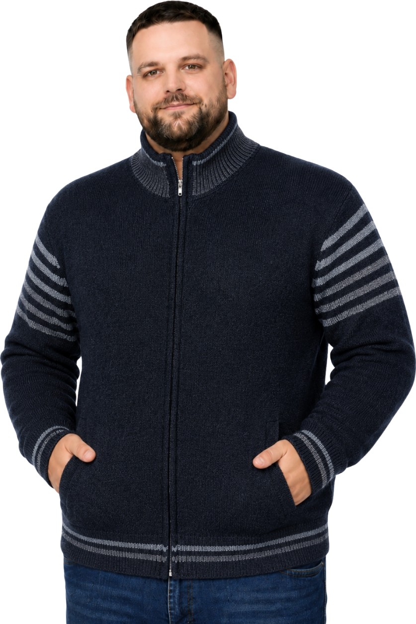 Battal Moda Erkek Büyük Beden Füme Çizgili Cepli Hattush Ceket 5xl-6xl-7xl-8xl