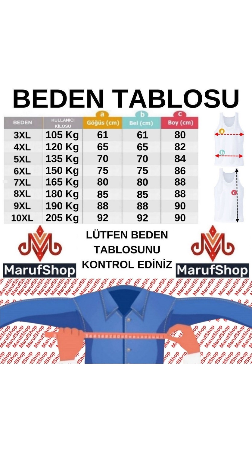 Maruf Shop 5 Adet Erkek Büyük Beden Battal Boy 105 Kilo - 205 Kilo Arası Için Uygun Redzone Klasik Pamuk Atlet görsel 4