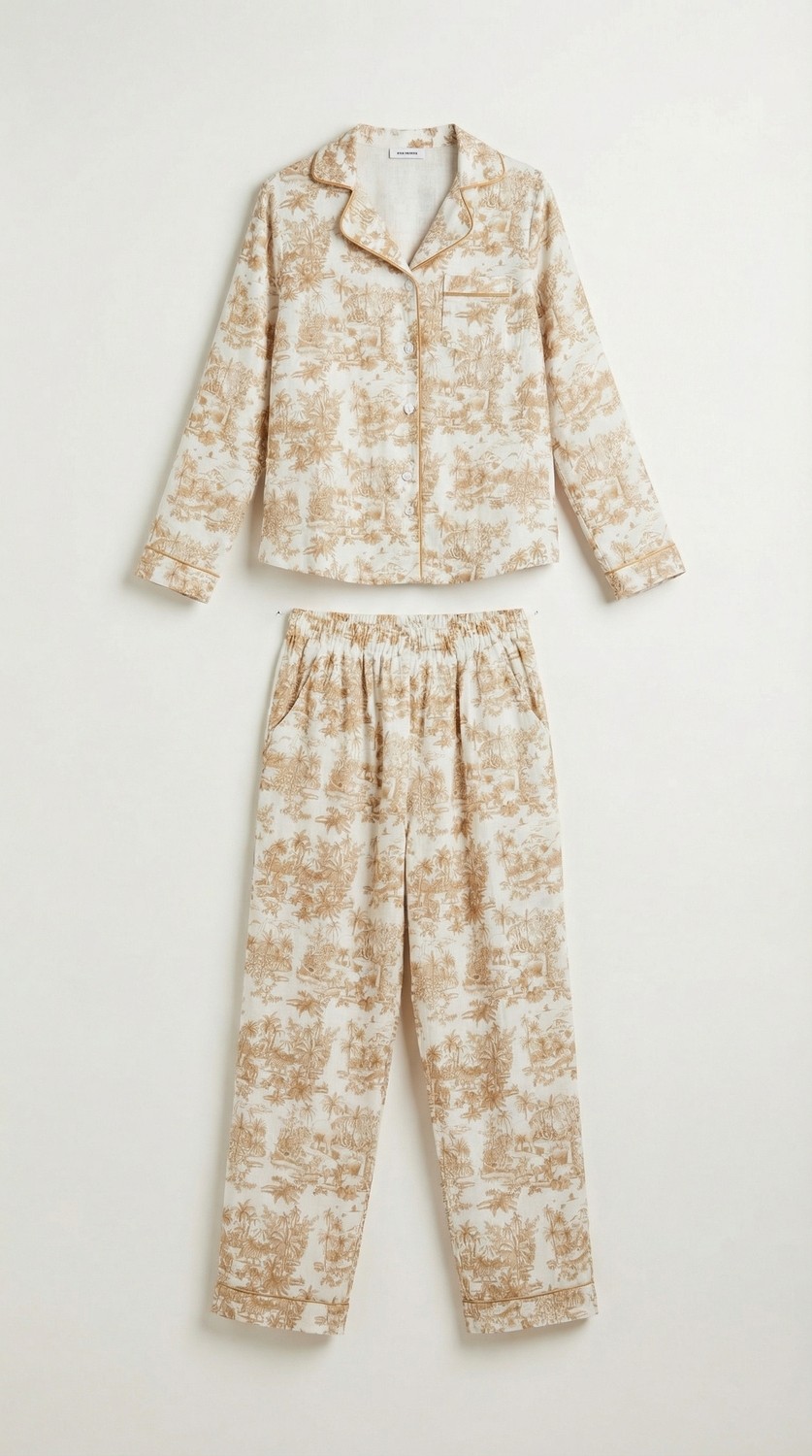 Minteks After Bath Toile Jungle Kadın Pijama Takımı görsel 3