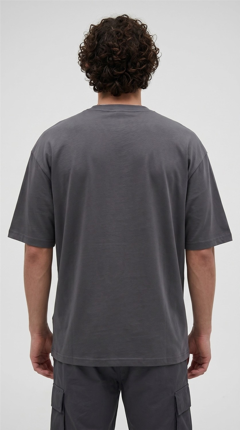 Millionaire Erkek Füme Geyik Baskılı Oversize Fit Bol Geniş Kalıp Salaş Kesim T-Shirt görsel 4