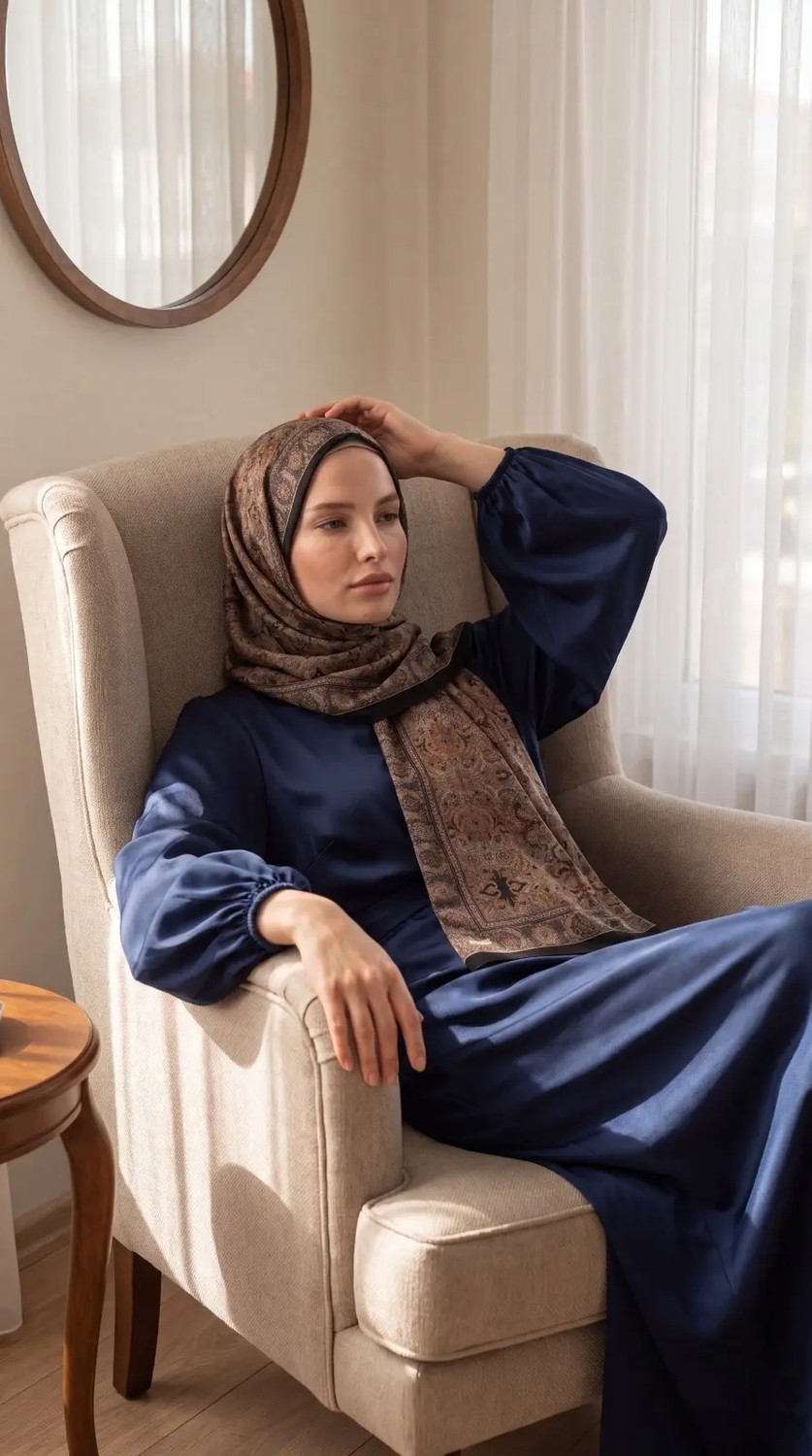 LuvenSara Desenli Ipek Şal (%70 Modal- %30 Ipek)