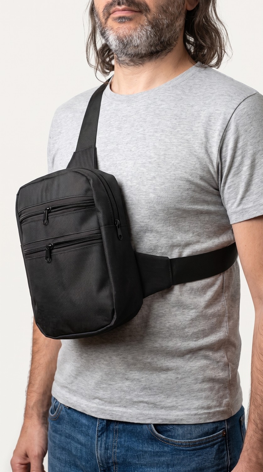 Emre Çanta Dikim Evi Dikey Model 4 Bölmeli Çapraz Göğüs Çantası Geniş Hacimli Body Bag (Logosuz Sade Tasarım)