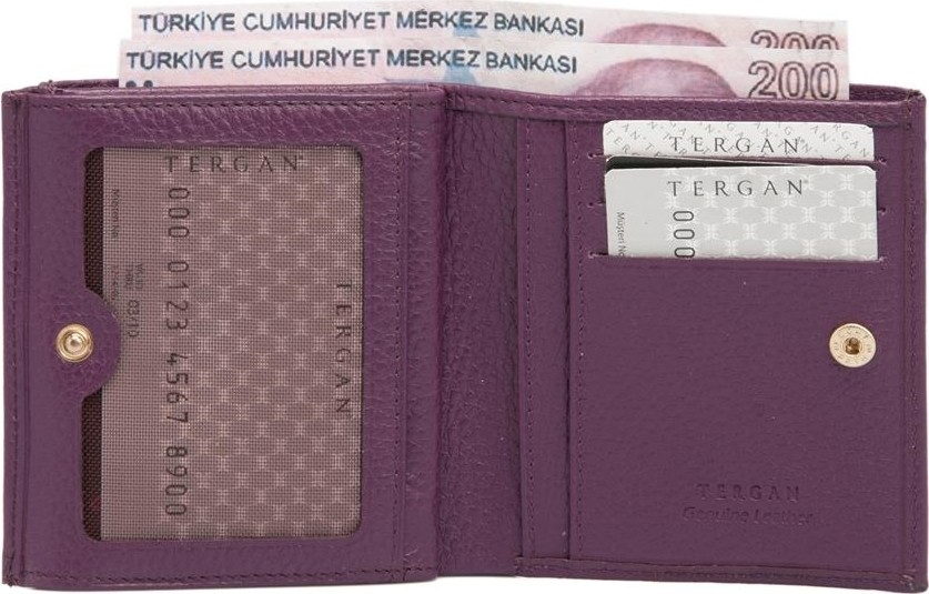 Tergan Mor Hakiki Deri Kadın Cüzdan - S1CB00005627-C48 görsel 2