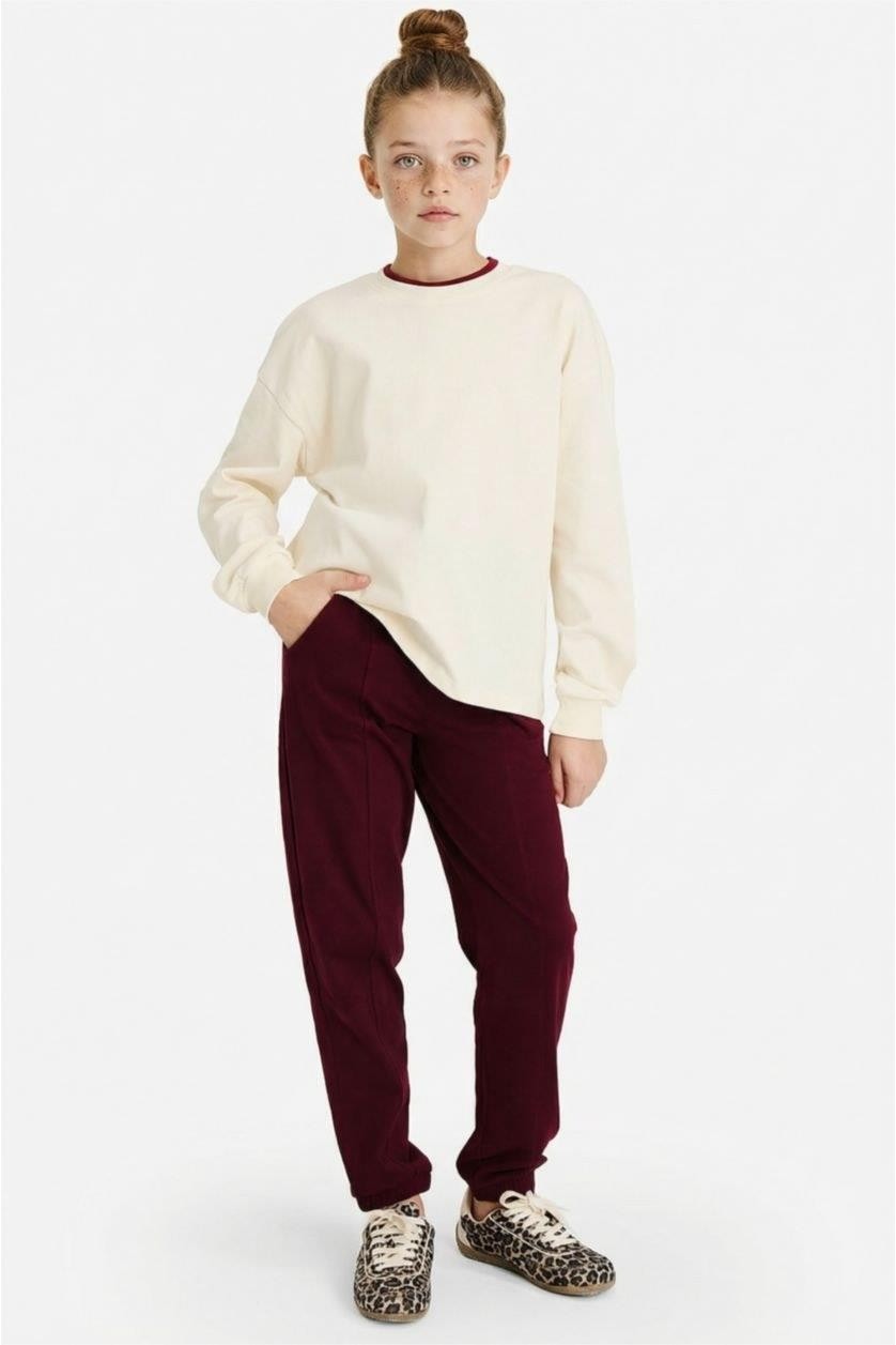 DeFacto %100 Pamuk Jogger Fit Penye Pantolon Kız Çocuk G0337A826SP