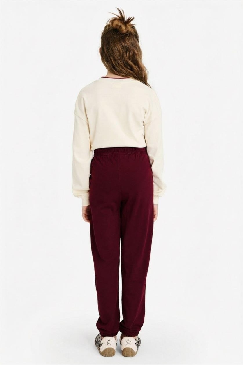 DeFacto %100 Pamuk Jogger Fit Penye Pantolon Kız Çocuk G0337A826SP görsel 3
