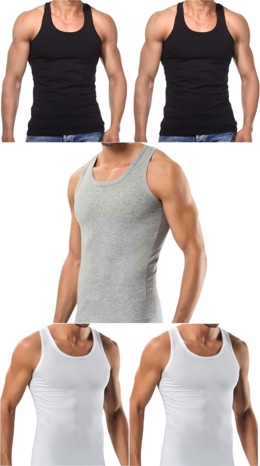 Maruf Shop 5 Adet Erkek Slim Fit Dar Kalıp Likralı Penye Sporcu Atleti(Rambo Atleti)