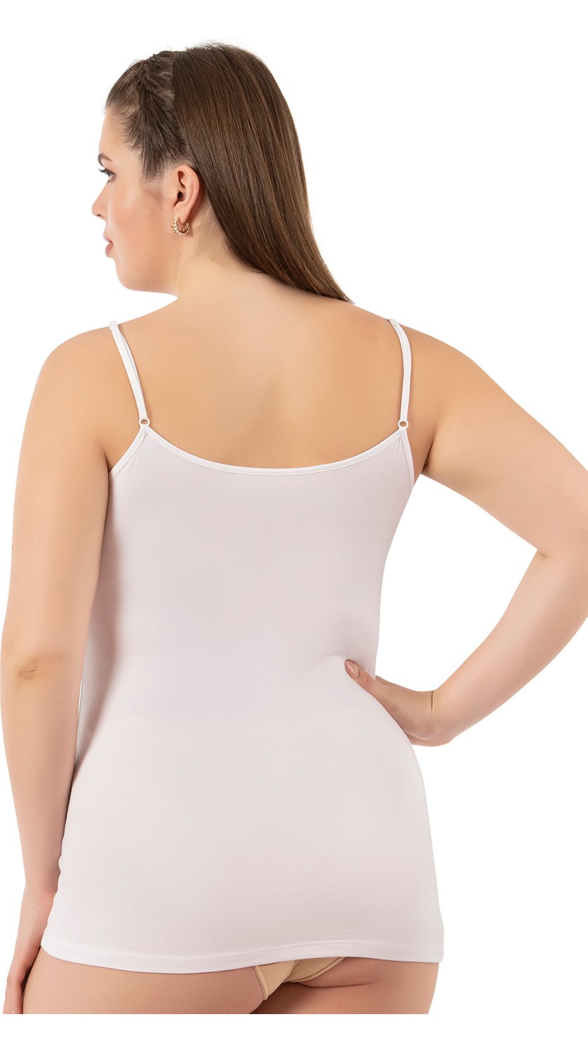 Özkan Underwear Özkan 25923 6'lı Paket Kadın Viskon Ip Askılı Biyeli Yumuşak Karışık Renk Ince Askılı Büyük Geniş Beden Atlet görsel 2