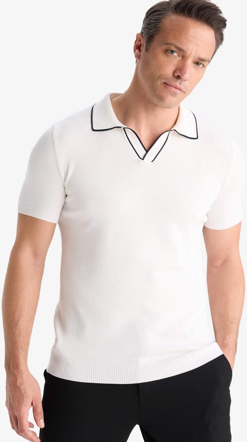 DeFacto Modern Fit Polo Yaka Kısa Kollu Triko Tişört C4984AX25SM görsel 3