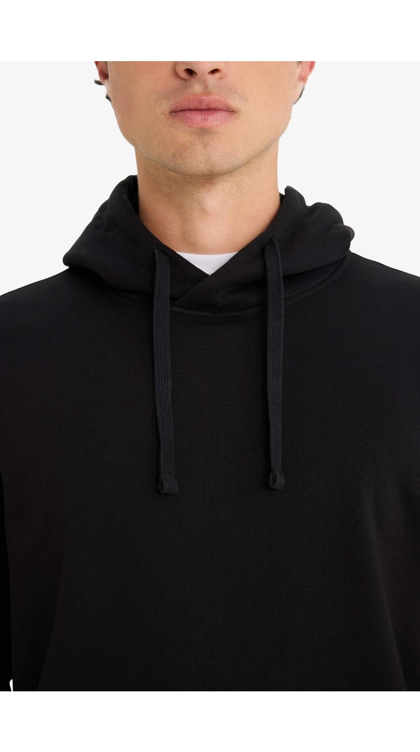DeFacto Regular Fit Kapüşonlu İçi Yumuşak Tüylü Kanguru Cepli Basic Düz Sweatshirt X8283AZ25AU görsel 5