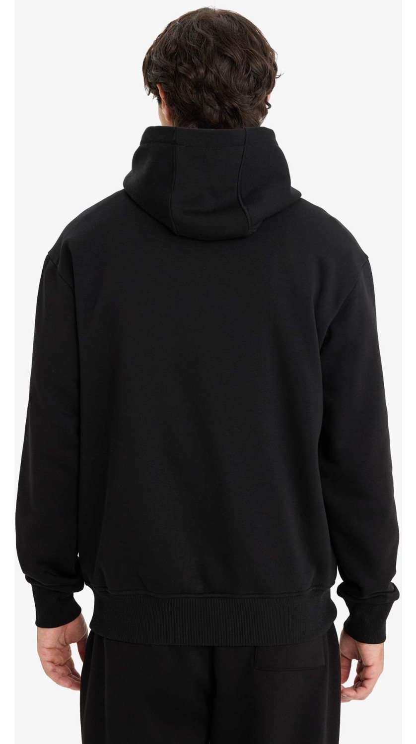 DeFacto Regular Fit Kapüşonlu İçi Yumuşak Tüylü Kanguru Cepli Basic Düz Sweatshirt X8283AZ25AU görsel 7
