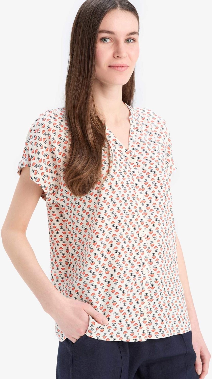 DeFacto Regular Fit Apaş Yaka Desenli Kısa Kollu Gömlek I6173AZ25SM