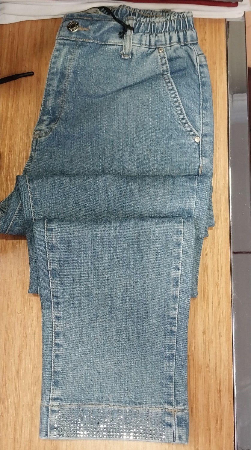 Kadın Paça Taş Detay Beli Lastikli Likralı Üst Düzey Büyük Beden Pantolon görsel 5