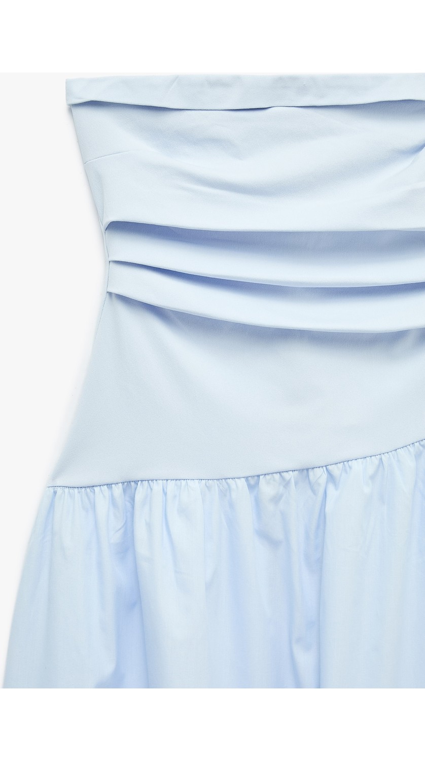 Koton x Sibil Çetinkaya - Drape Detaylı Straplez Midi Elbise görsel 3