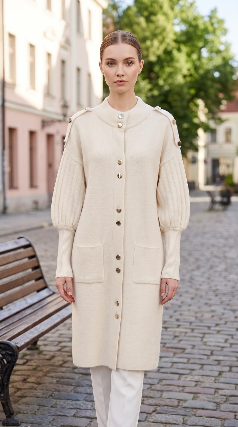 Aymiss Moda Uzun,kalın,düğme Aksesuarlı OVERSİZE(110CM)HIRKA