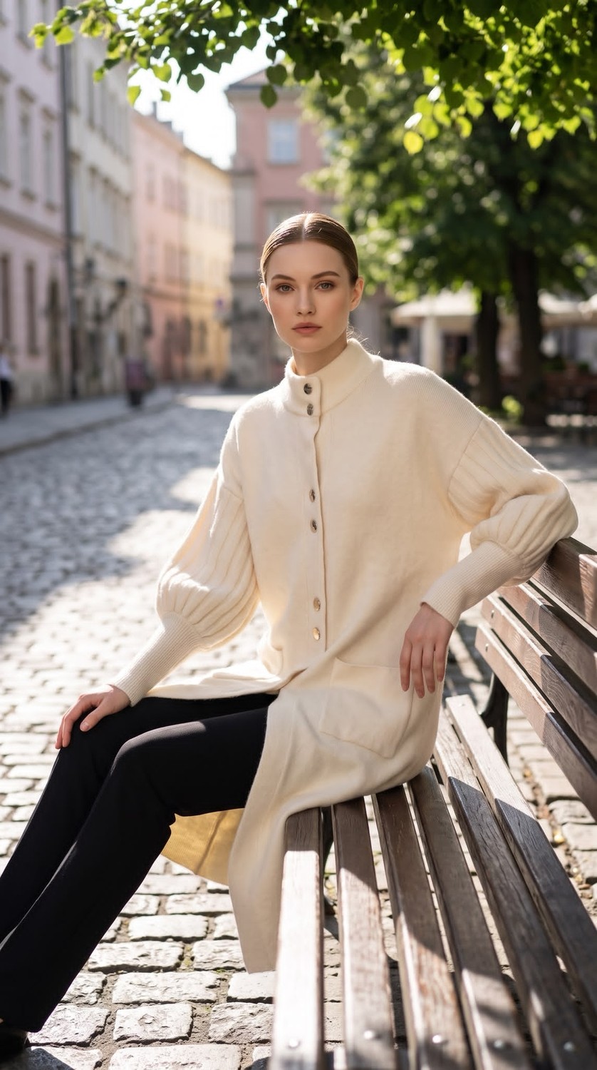 Aymiss Moda Uzun,kalın,düğme Aksesuarlı OVERSİZE(110CM)HIRKA görsel 5