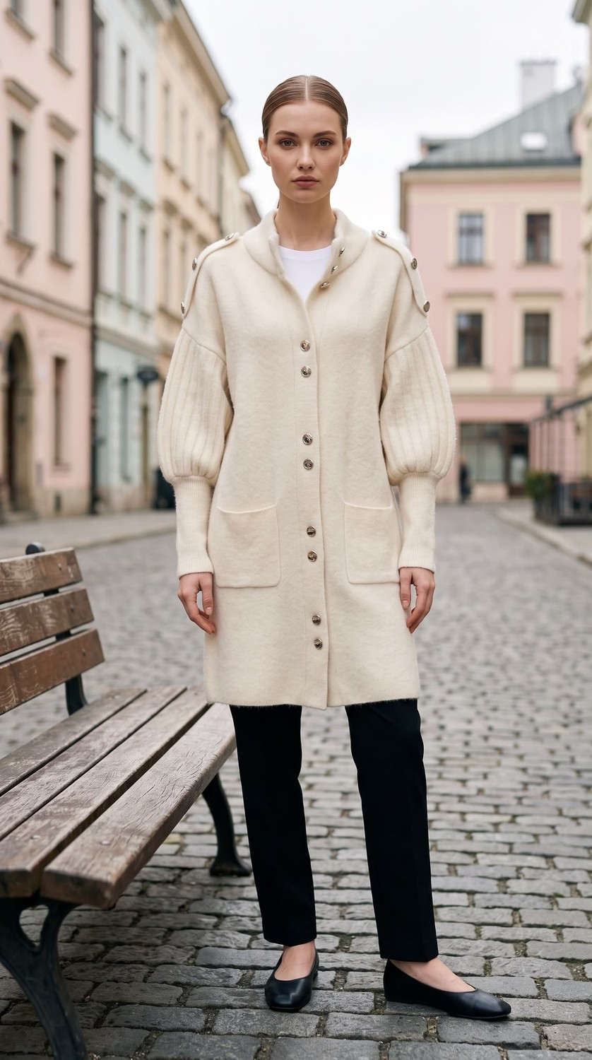 Aymiss Moda Uzun,kalın,düğme Aksesuarlı OVERSİZE(110CM)HIRKA görsel 6