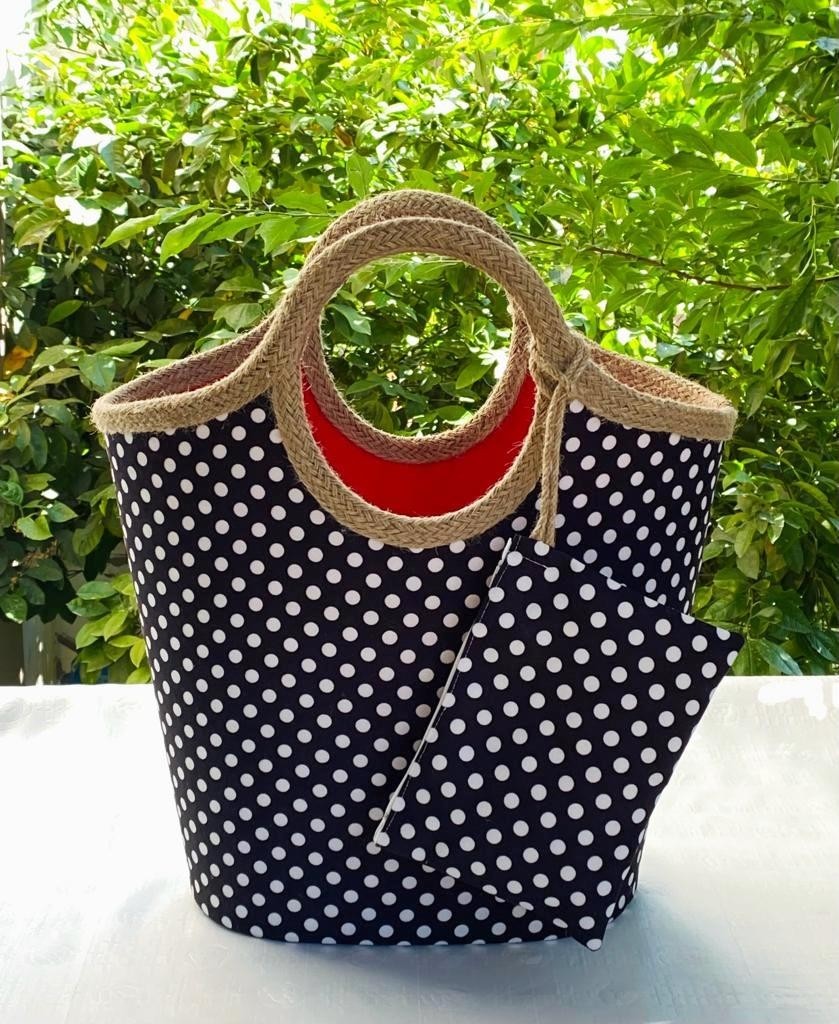 Çanta Tasarımcısı Plaj Bags Plaj Çantası Siyah Puantiye görsel 2