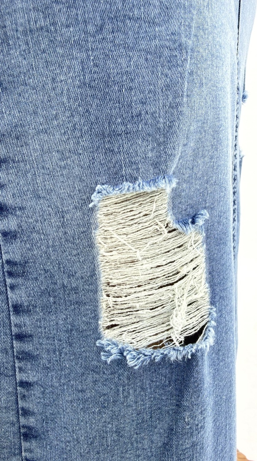 Zanessi Büyük Beden Denim Kemerli Yırtmaçlı Kalem Etek görsel 5