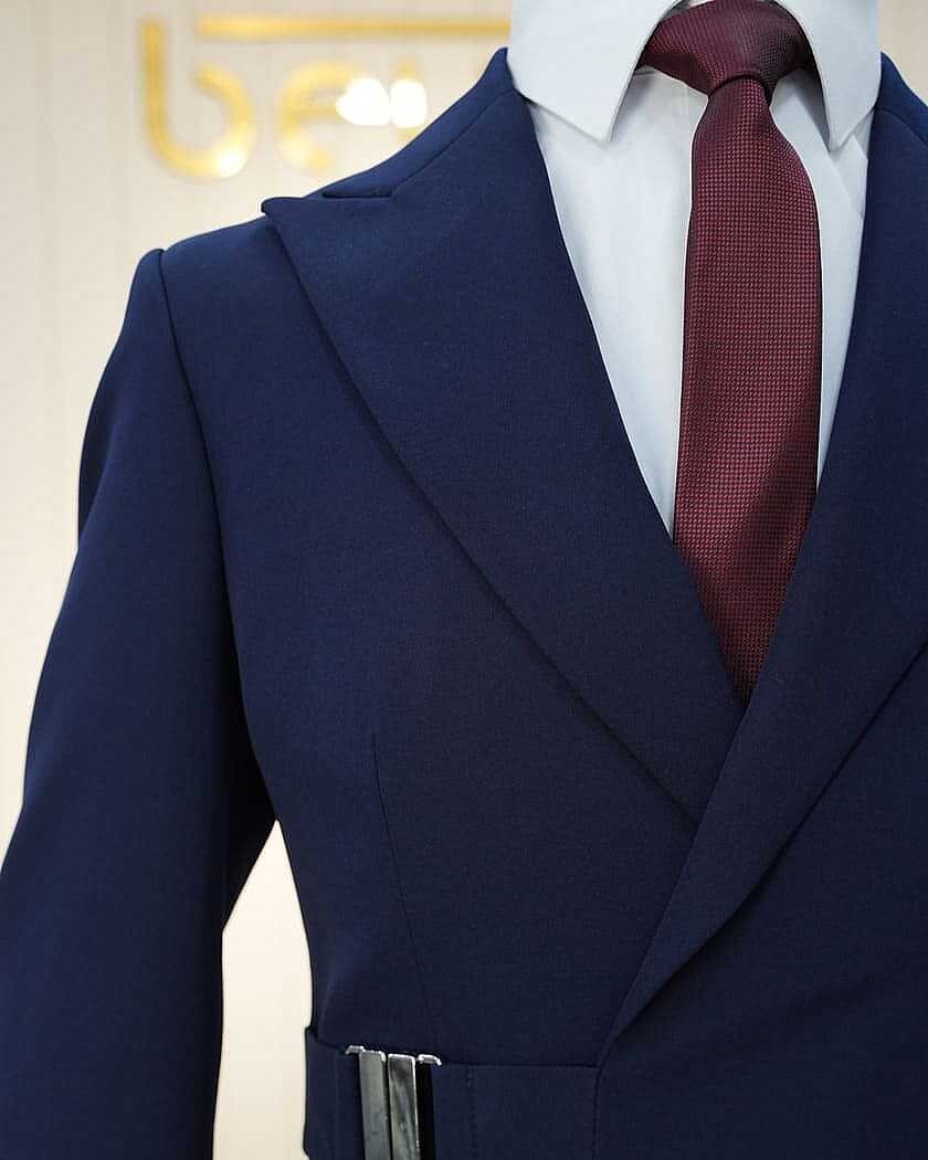 Beystil Erkek Lacivert Slimfit Beli Tokalı Takım Elbise görsel 3