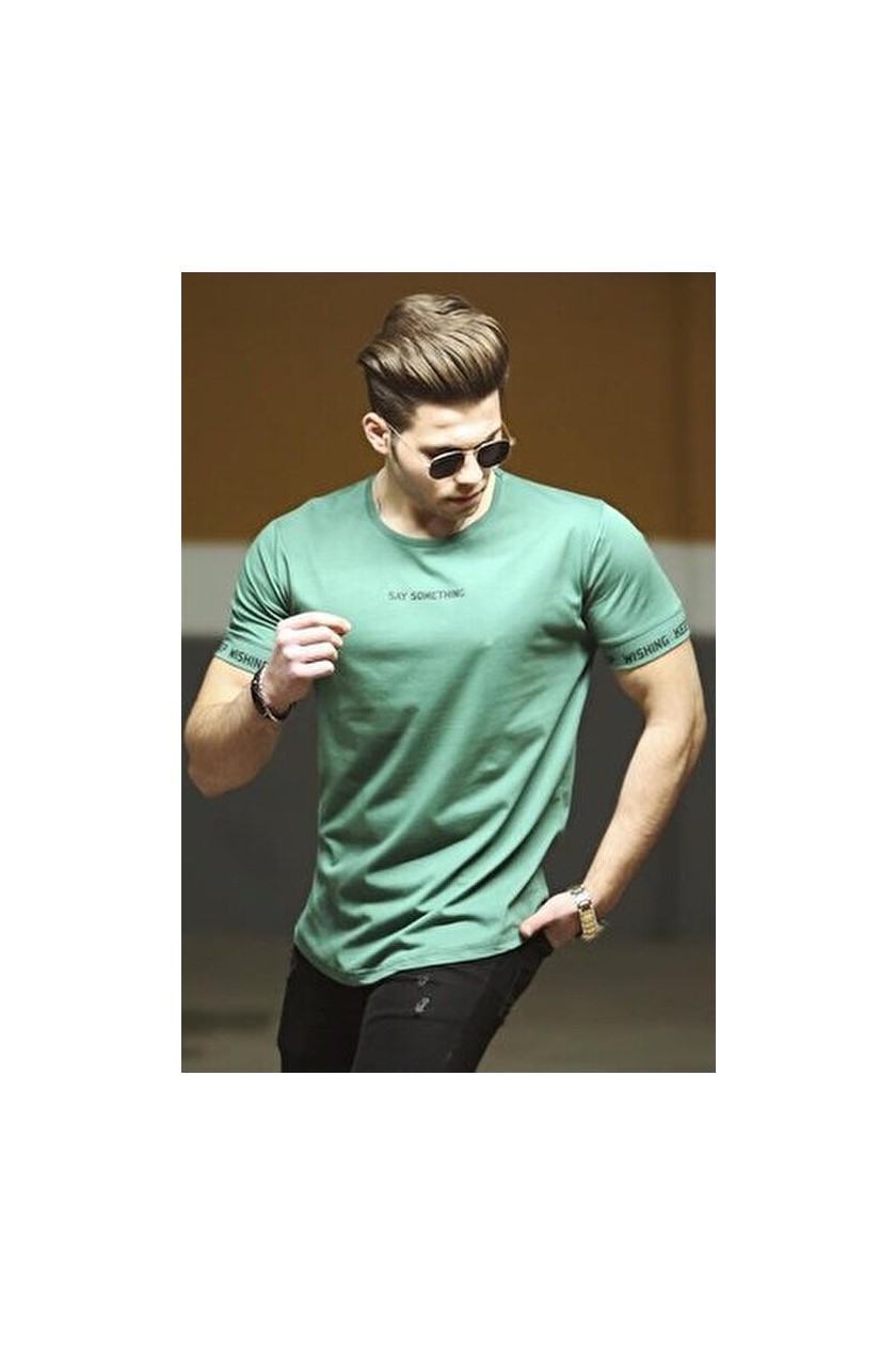 Madmext Beyaz Erkek T-Shirt Kısa Kol %100 Pamuk Slim Fit Model Yaz Sezonu görsel 7