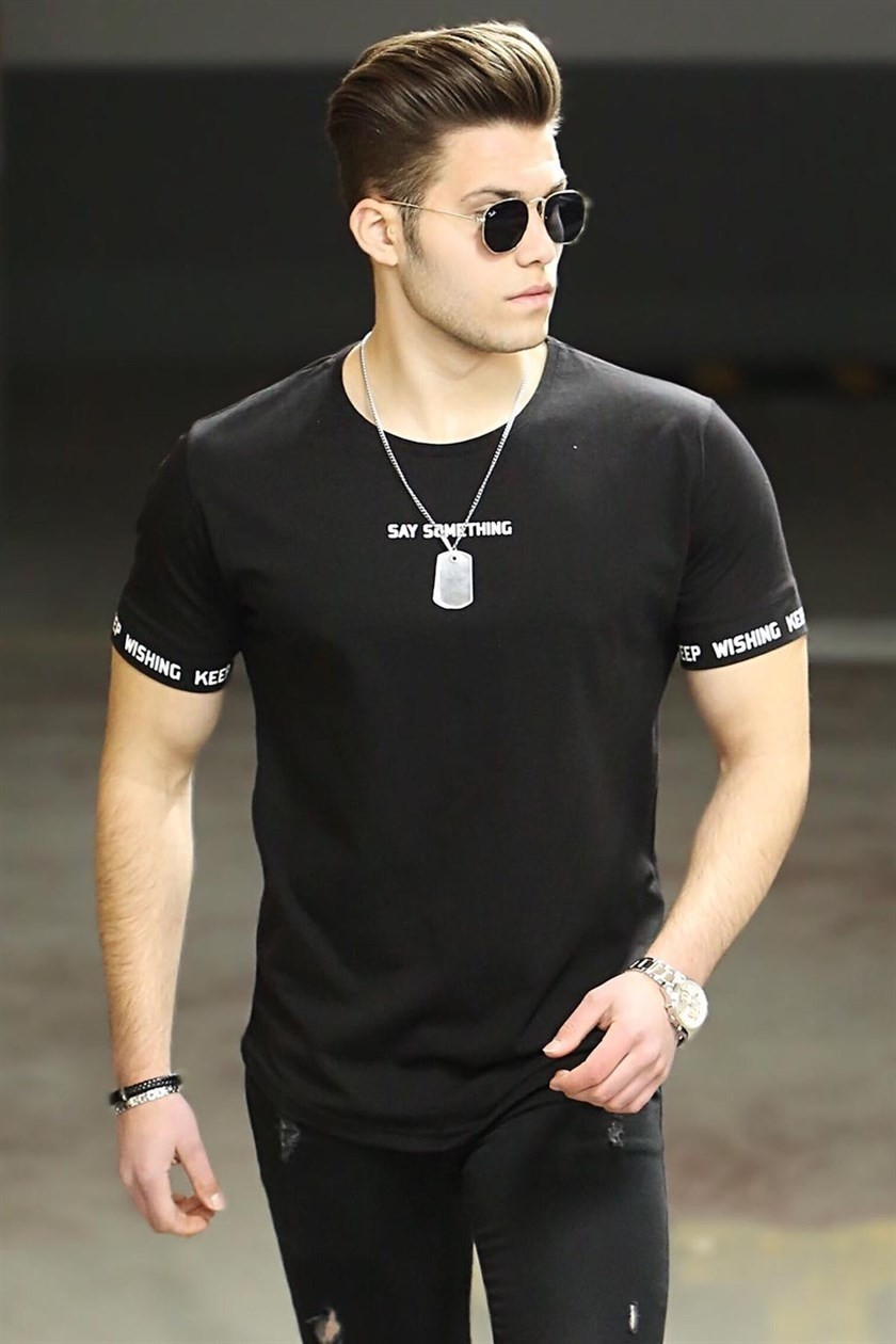 Madmext Beyaz Erkek T-Shirt Kısa Kol %100 Pamuk Slim Fit Model Yaz Sezonu