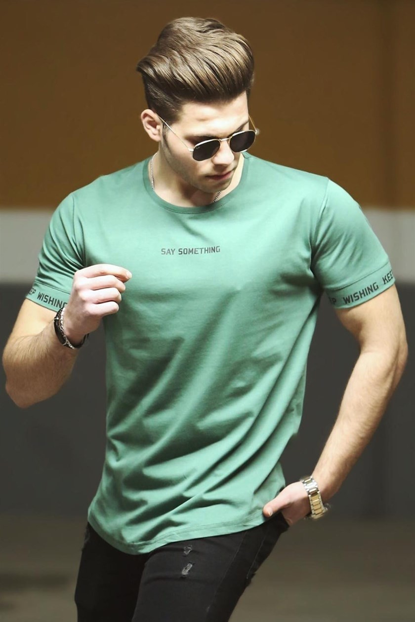 Madmext Beyaz Erkek T-Shirt Kısa Kol %100 Pamuk Slim Fit Model Yaz Sezonu
