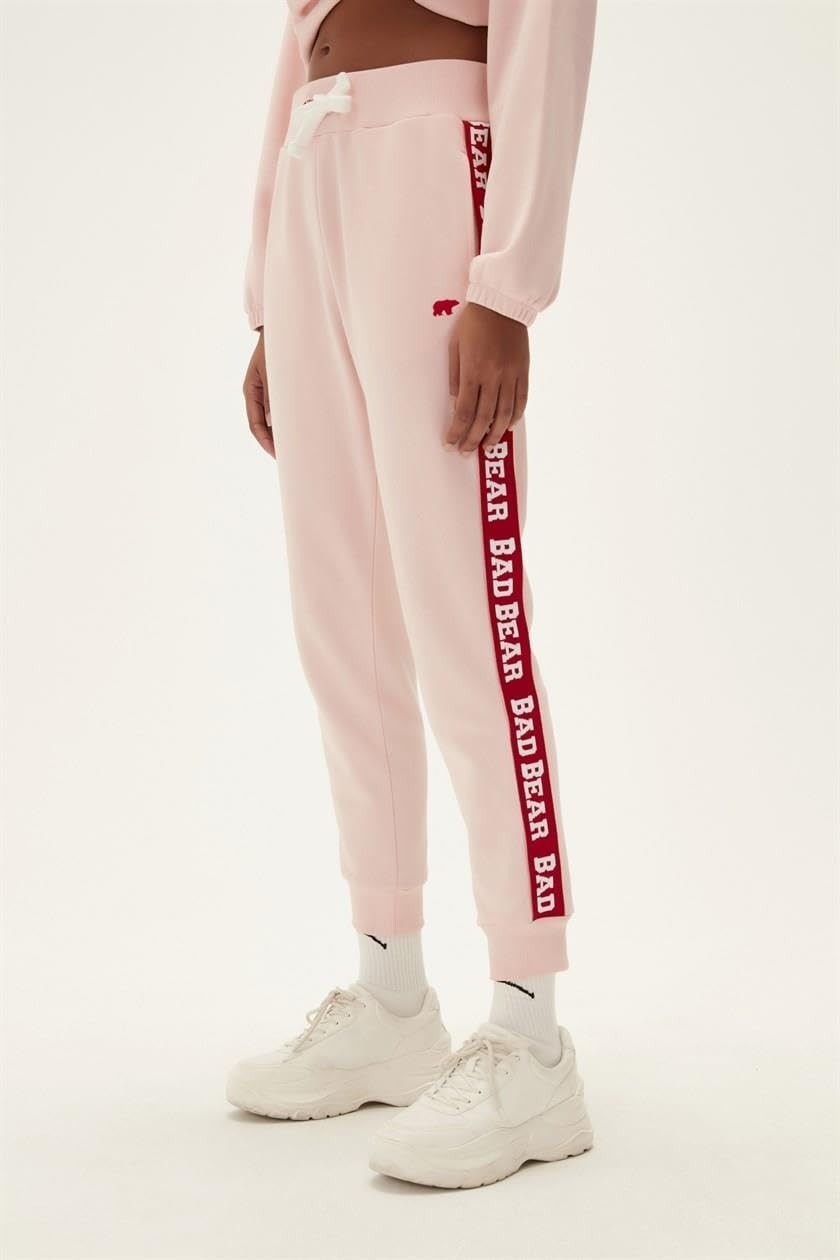 Die Grup Trainer Sweatpants Pudra Pembe Logo Baskılı Kadın Eşofman Altı görsel 2