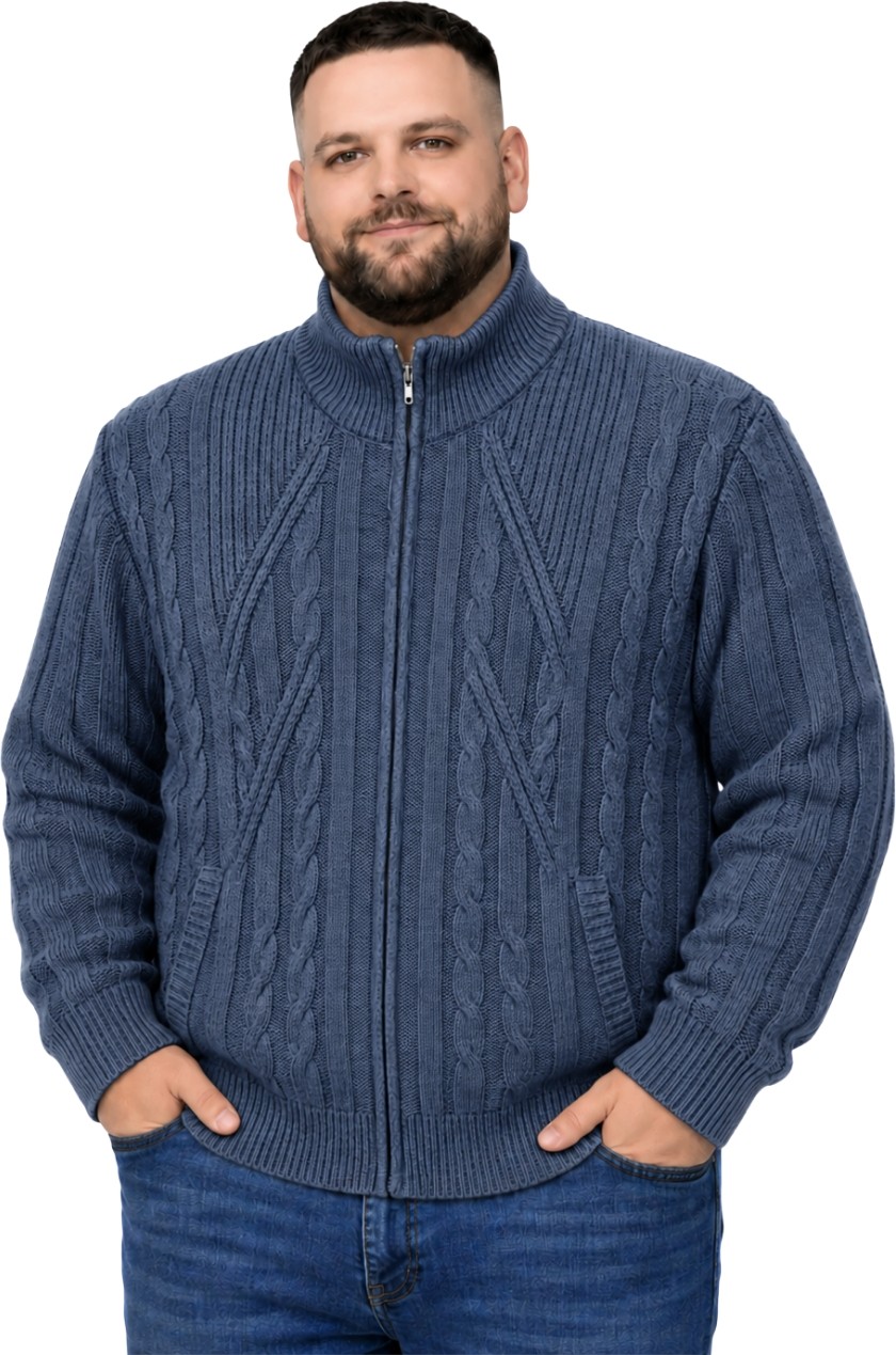 Battal Moda Erkek Büyük Beden Lacivert Hattush Örgülü Cepli Ceket 3xl-4xl-5xl-6xl
