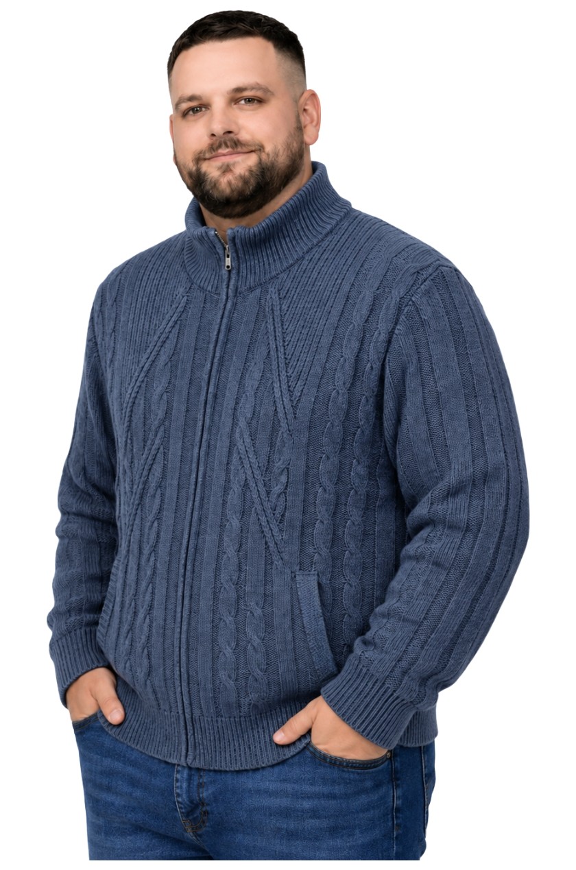 Battal Moda Erkek Büyük Beden Lacivert Hattush Örgülü Cepli Ceket 3xl-4xl-5xl-6xl görsel 2