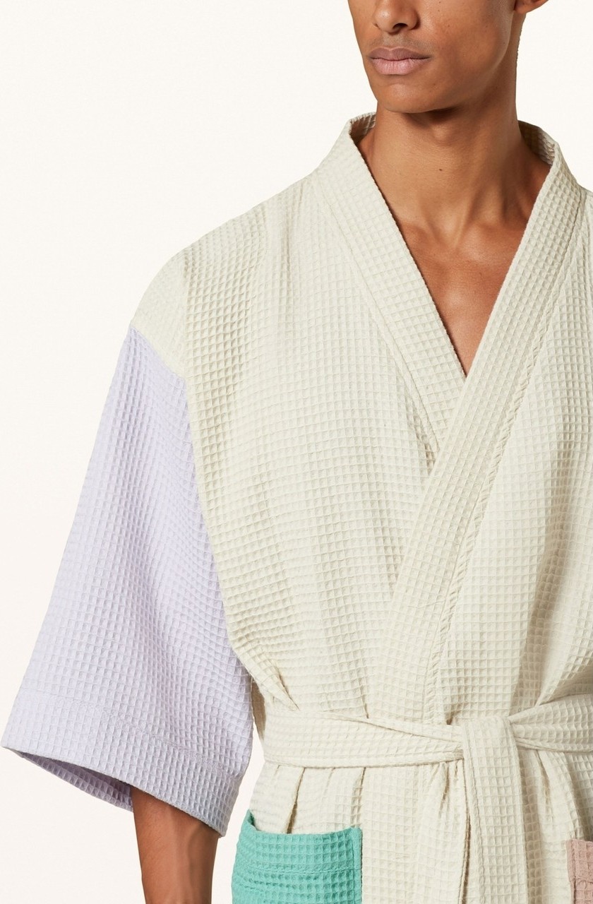 Hay Unisex Kimono, Renk Bloklu, Şal Yakalı, %60 Pamuk, 125 cm Uzunluk görsel 7