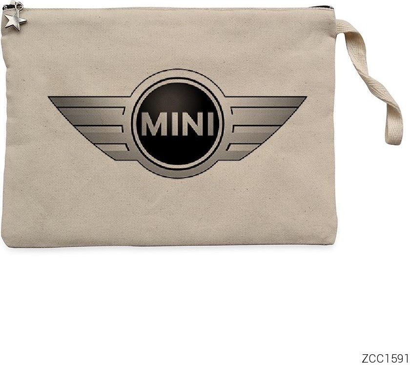 Z zepplin Mini Cooper Logo Krem Clutch Astarlı Cüzdan / El Çantası