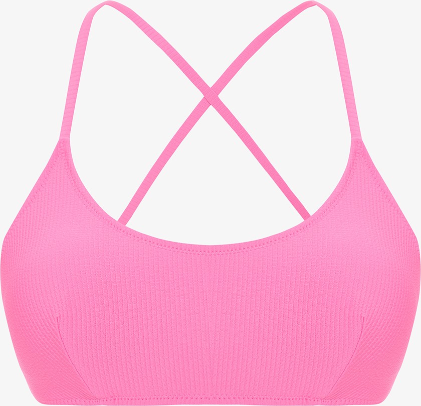 Penti Pembe Düz Çıkarılabilir Kaplı Bikini Üstü görsel 6