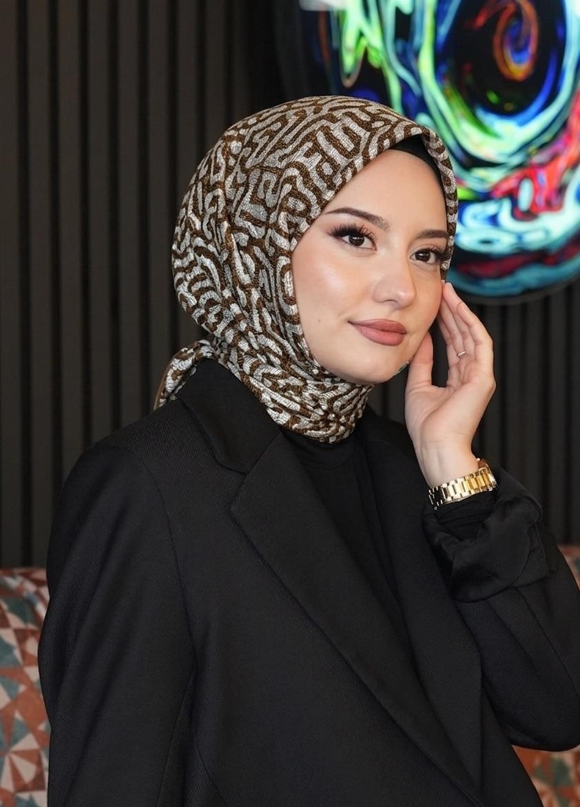 Afvente Mini Çiçek Desen Mercan Soft Pamuk Eşarp