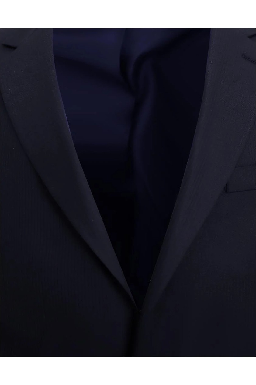 Uki Siyah Comfort Fit , Mono Yaka, 2 Düğme Çift Yırtmaç Çizgili Klasik Takım Elbise görsel 6
