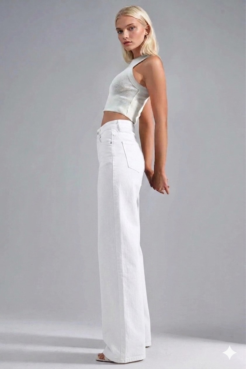 Layal My Beauty Alice Kadın Palazzo Power Likralı Süper Yüksek Bel Salaş Jeans Kot Pantolon görsel 7