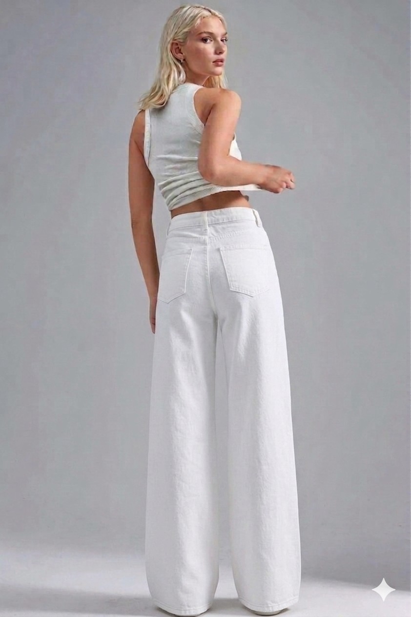 Layal My Beauty Alice Kadın Palazzo Power Likralı Süper Yüksek Bel Salaş Jeans Kot Pantolon görsel 8