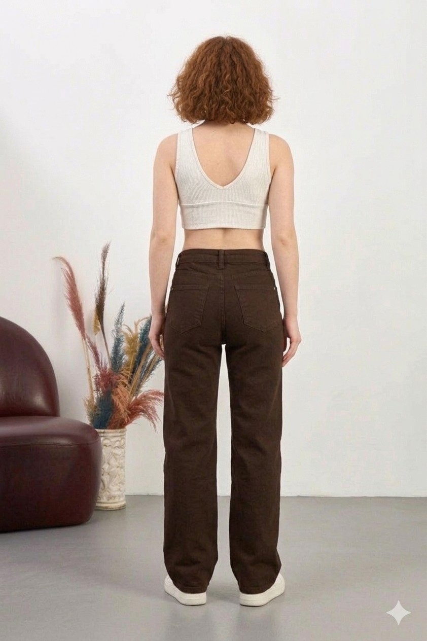Layal My Beauty Alice Kadın Palazzo Power Likralı Süper Yüksek Bel Salaş Jeans Kot Pantolon