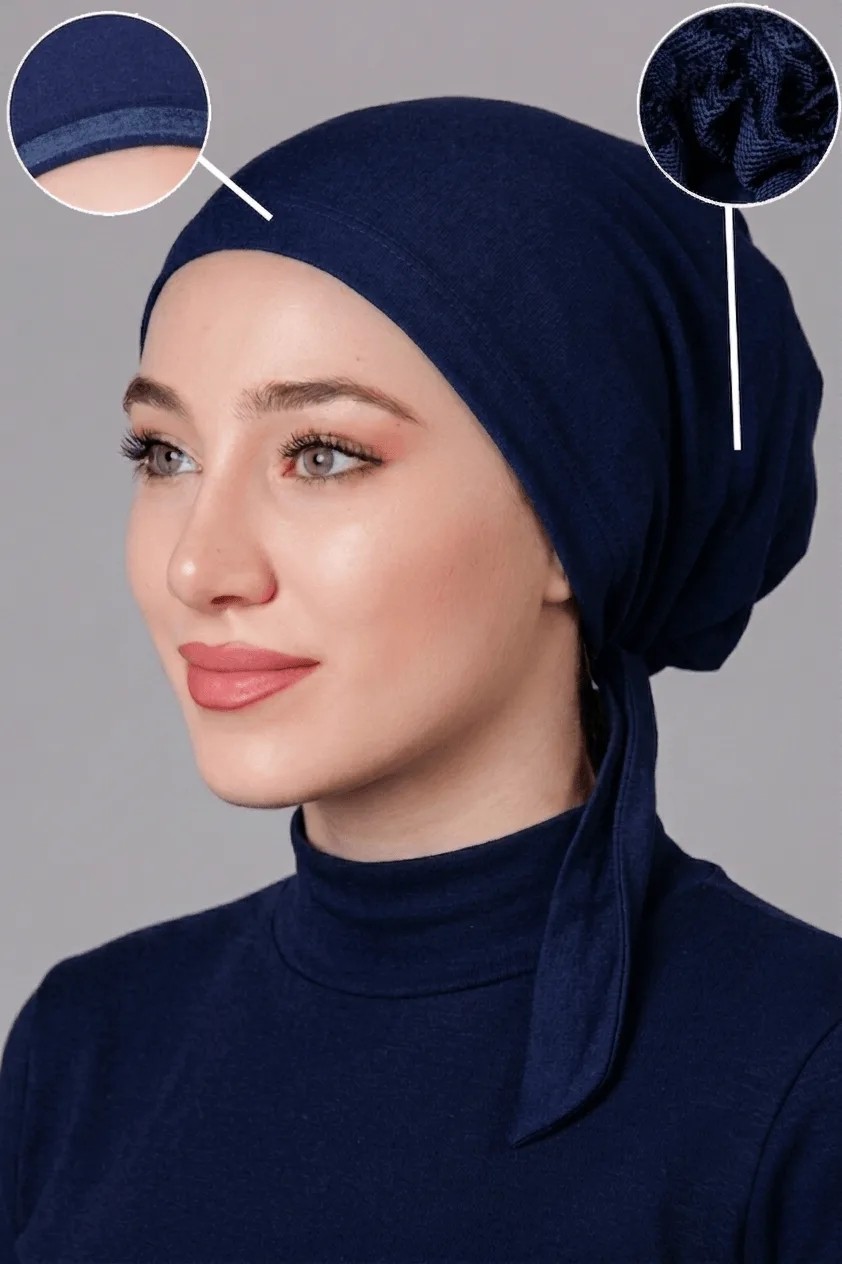 Nanak Iç Fırfırlı Siyah Likralı Kaymayan Bone görsel 4
