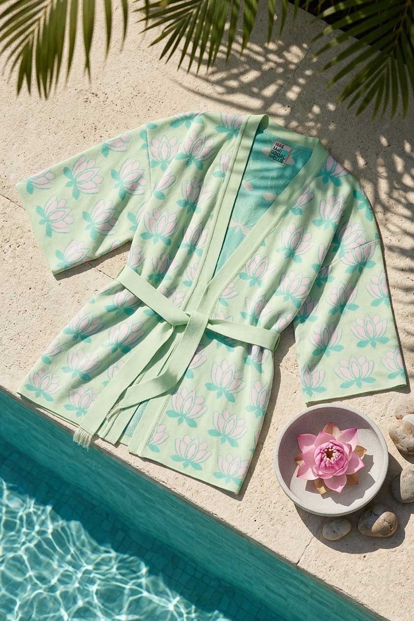Peraluna Urban Lotus Kimono, Ince Yazlık Kadın Kimono - Mint Multi görsel 2