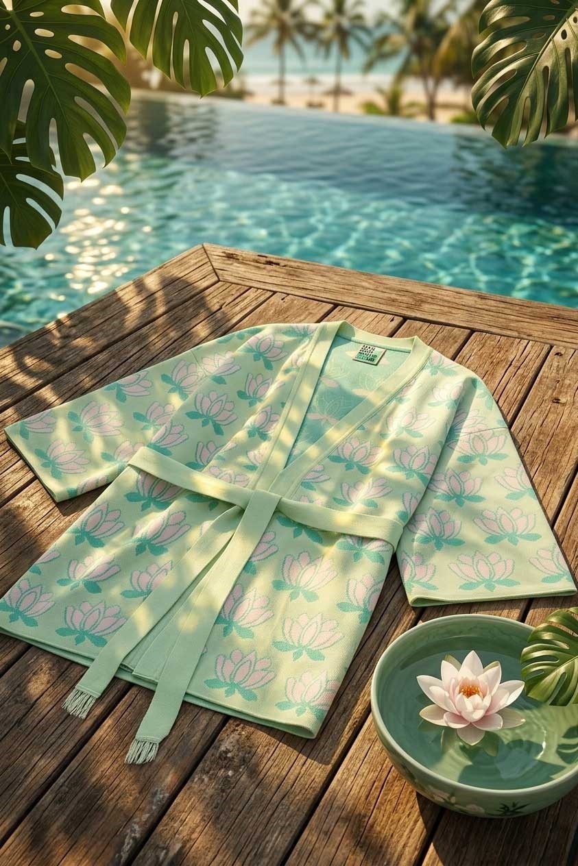 Peraluna Urban Lotus Kimono, Ince Yazlık Kadın Kimono - Mint Multi görsel 3