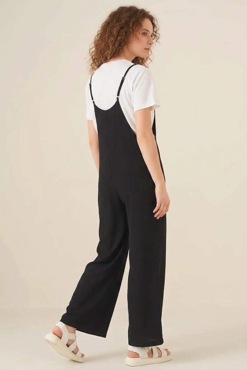 Efnaz Style Kadın Askılı Siyah Tulum görsel 6