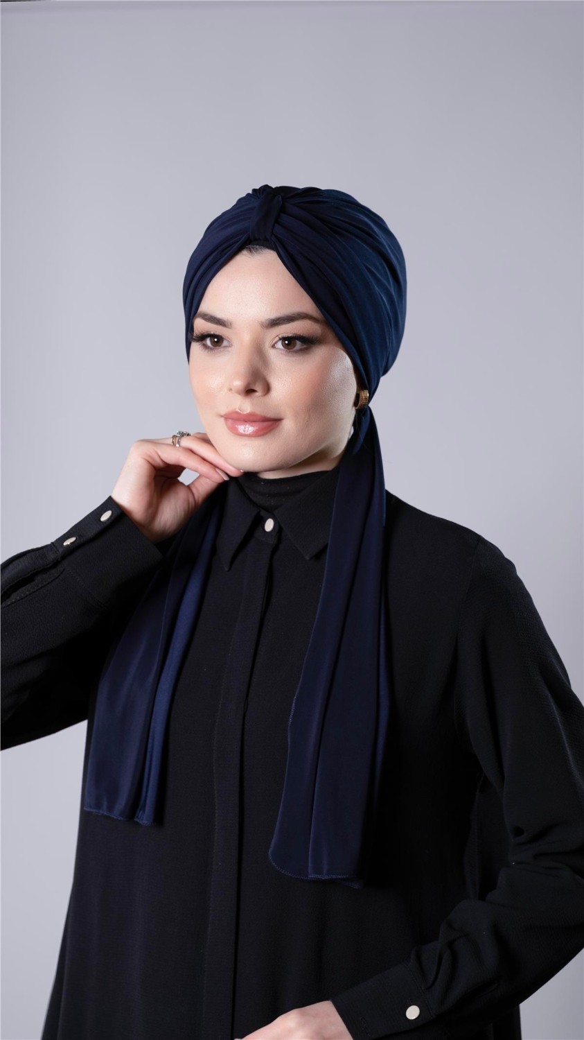 Hürrem Bone Antrasit Pratik Hazır Geçmeli Tesettür Bone Sandy Kumaş Atkılı 2204_25 görsel 3